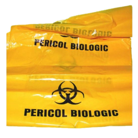 SacI polietilena galbenI inscriptionat Pericol biologic 240 litri avizat ADR