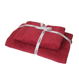Set Prosoape de Baie Faro | 600 GSM | 100% Bumbac Bordeaux | 50×100 cm + 100×150 cm