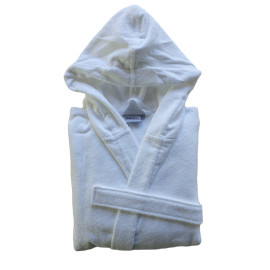 Halat cu Gluga Premium | Bumbac Velour Alb | 400 GSM | Marimea L